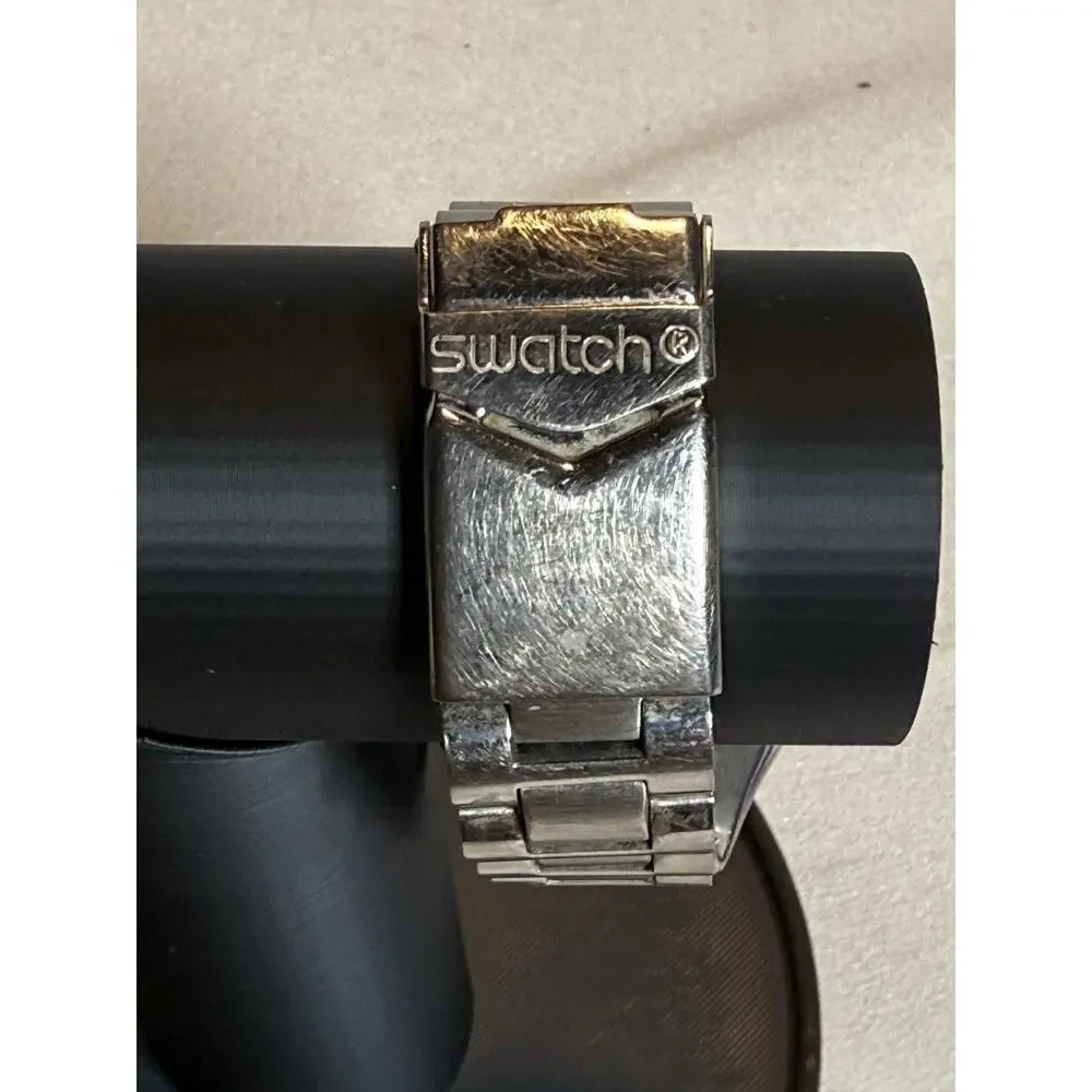 Vintage Swatch Irony AG1993 Blue Dial Date Swiss Stainless Steel Watch Runs